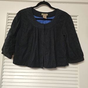 Art and Soul - 100% Cotton Cut-Out Pattern Crop Jacket